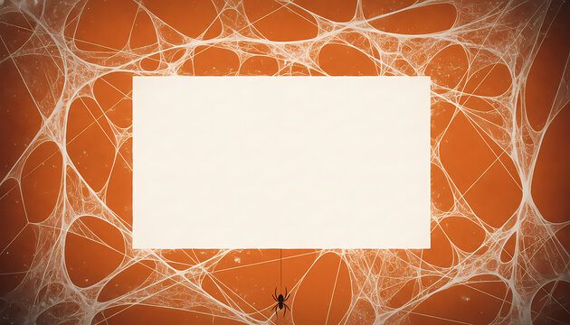 Halloween background with spider web and hanging spider