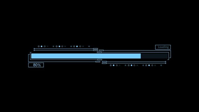 Minimal digital loading bar with percentage progress and simple interface elements animation, Digital modern loading bar animated