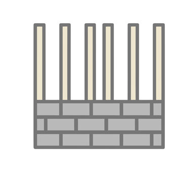 Brick wall with vertical elements illustration