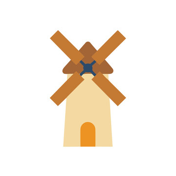 Flat design windmill illustration