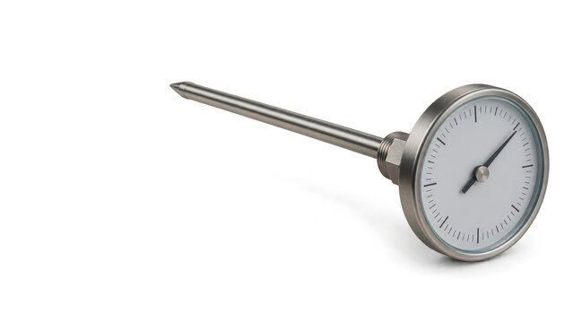 Stainless steel compost thermometer with analog dial and probe