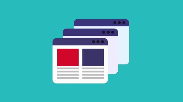 Stacked web browser windows representing multiple open digital pages for efficient multitasking