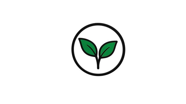 Green Sprout Icon in Circle: Growth, Nature, Ecology, Start-up Concept