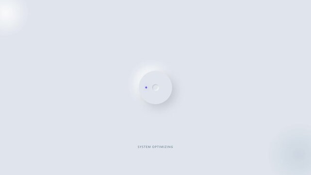 Minimalist White Interface with a Blue Progress Ring and 'System Optimizing' Text