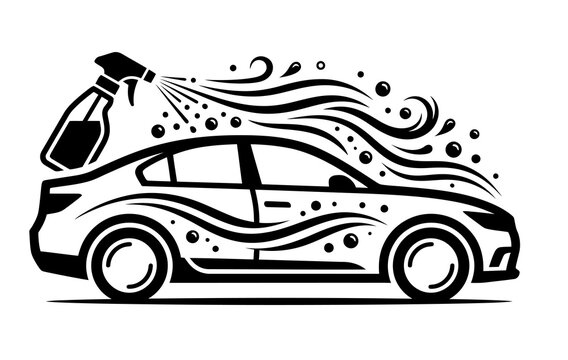 Spray bottle cleaning a car with foam and bubbles car wash vehicle cleaning foaming soap