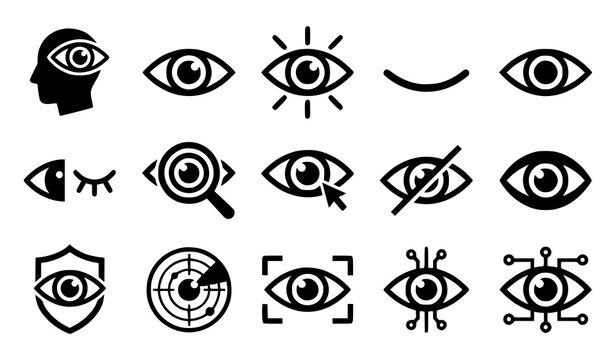 Eyesight Vision Privacy and Digital Eye Visibility Vector Collection