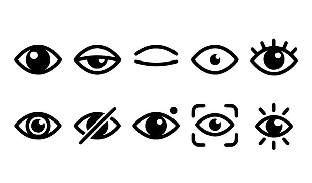 Open Closed Eye Visibility and Eyesight Vector Icon Set