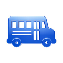Glossy blue school bus isolated on a black background, for transportation and, education themes © REZAUL