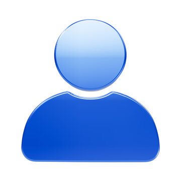 Glossy blue user profile representing person or account on a solid black background