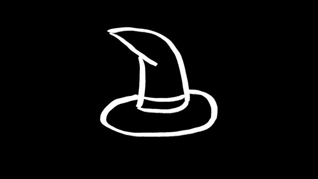 Witch hat hand drawn animation, animated spooky magic wizard cap motion design illustration, cute halloween drawing