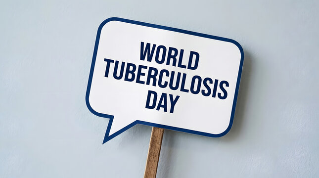 World tuberculosis day awareness sign on a light gray background