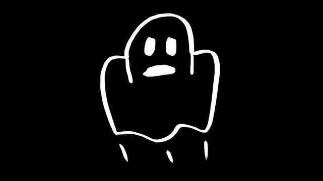 Ghost hand drawn animation, animated spooky halloween spirit motion design illustration looping phantom character horror