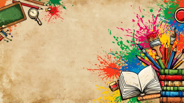 Education learning and creativity school supplies background