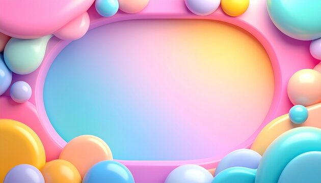 Pink Balloon Frame with Colorful Birthday Party Decorations and Festive Celebration Border for Greeting Cards, Invitations, Banners, and Holiday Design