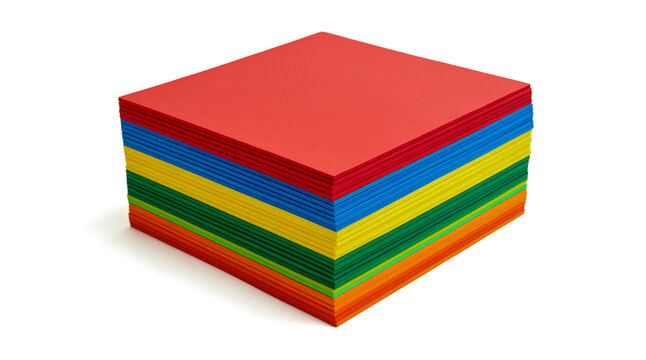 a neat stack of vibrant, multicolored eva foam sheets