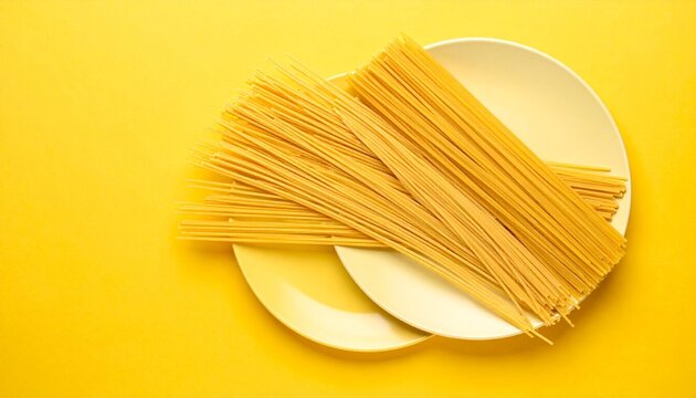 A plate of pasta isolated on solid royal blue background
4