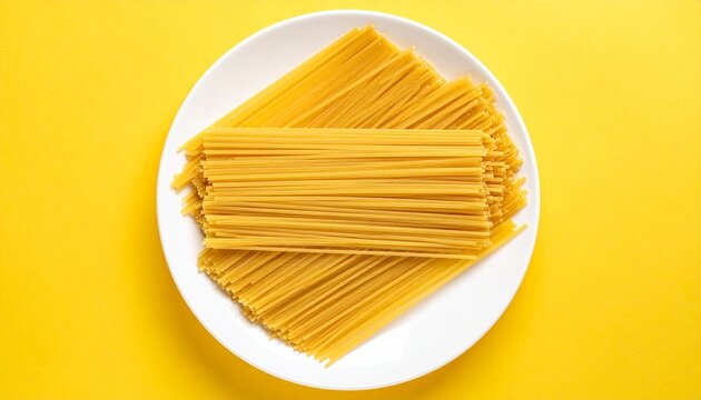 A plate of pasta isolated on solid royal blue background
7