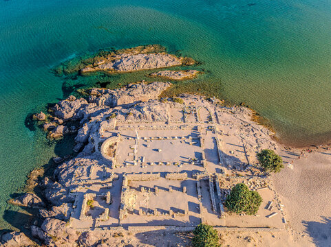 Top-Down Aerial View of Agios Stefanos Ruins in Kefalos, Kos