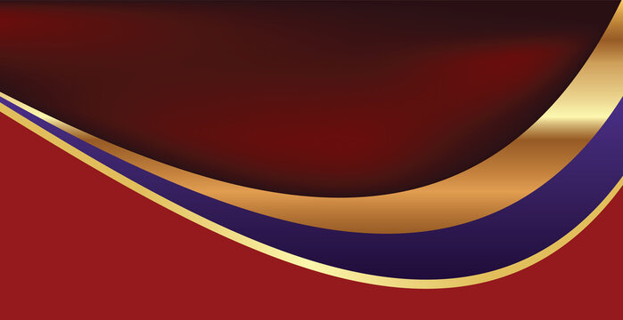 Deep red and gold wave background with flowing metallic curves for luxury event invitation and premium business marketing.