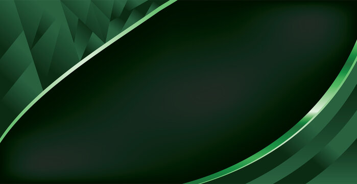 Deep emerald green background with abstract forest polygons and silver curves ideal for eco friendly luxury brand storytelling.