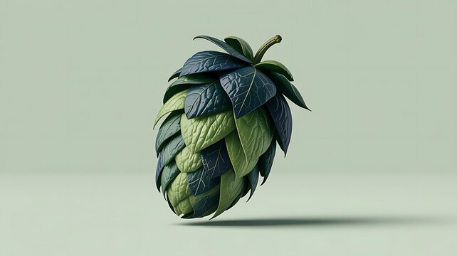 Black hop cone  for brewing industry isolated on soft green background