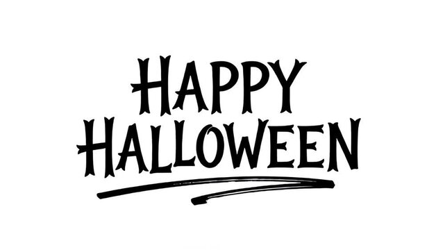 Spooky Hand Drawn Happy Halloween Text Writing Animation Isolated on White Background