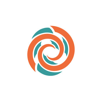Orange and Teal Abstract Swirl Logo