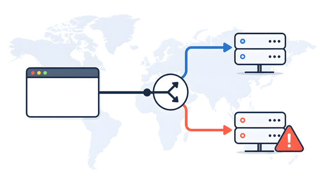 Conceptual DNS redirection on a worldwide network