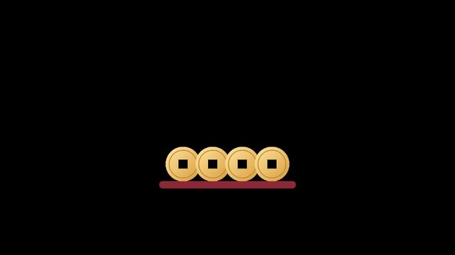Chinese Gold Coins Rolling and Lining Up Vector Animation