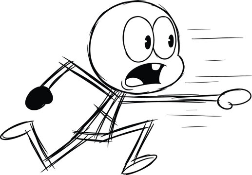 Funny cartoon character running rapidly with exaggerated motion lines, energetic facial expression, playful dynamic illustration for animation and children&rsquo;s designs