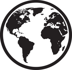 Obraz premium Black silhouette of earth globe within a circular frame vector illustration