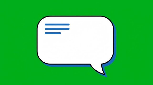 Cartoon Speech Bubble With Blue Shadow On Green Background