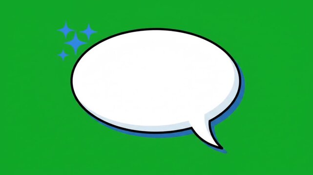 3D Cartoon Speech Bubble With Speed Lines Green Screen