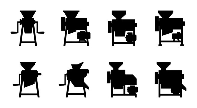 Collection of eight different agricultural threshing machine