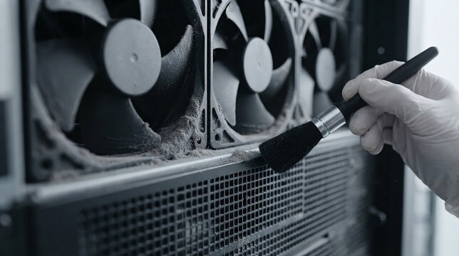 Air Conditioner Maintenance and Cleaning: Professional Technician Performing Dust Removal and Efficiency Boost for Optimal HVAC Performance with Top-Notch Equipment and Tools.