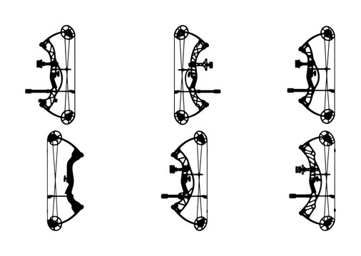 Set of six modern compound bow silhouettes