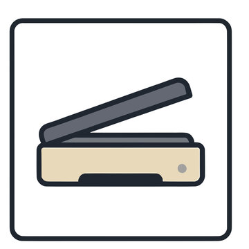 Flat icon of a scanner with open lid