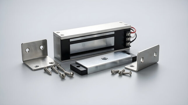 Electromagnetic door lock with armature plate and mounting brackets