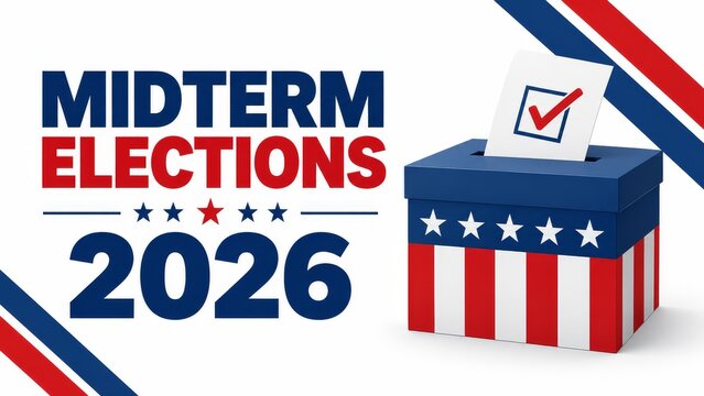 Patriotic ballot box for upcoming midterm elections featuring american flag design elements in 2026