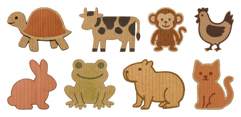 Fototapeta premium PNG Colorful cardboard animal cutouts on transparent background
