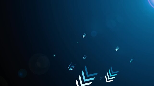 Abstract background with glowing light flare and floating chevron arrows gradient creating a modern futuristic look animation