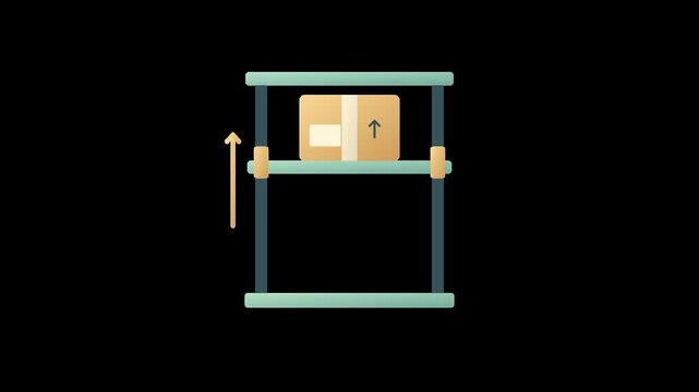 Warehouse Cargo Elevator Lifting Cardboard Box Motion Graphic