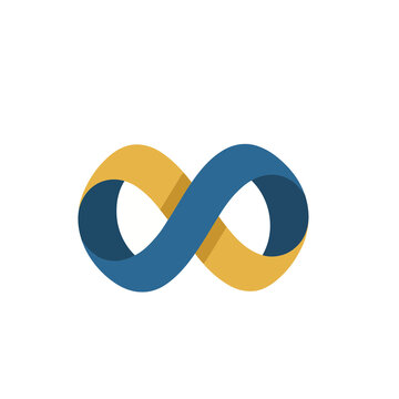Blue and yellow infinity symbol isolated