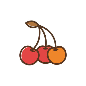 Stylized cherries with stems