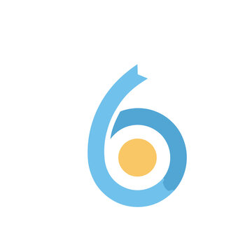 Stylized number 6 with yellow circle