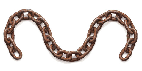 Fototapeta premium Rusty industrial heavy metal chain vector on white background