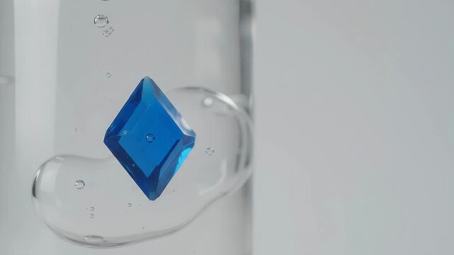 Copper Sulfate Rhombic Seed Crystal in Saturated Solution