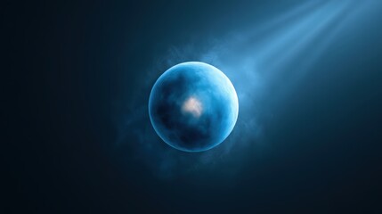 Obraz premium Luminous Blue Sphere Suspended in Misty Dark Space