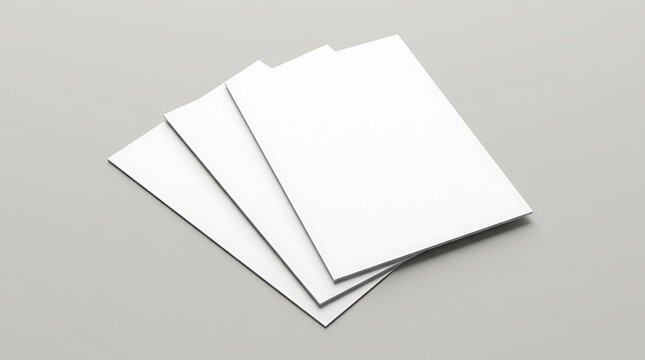 Stack of blank white paper flyers or brochures mockup