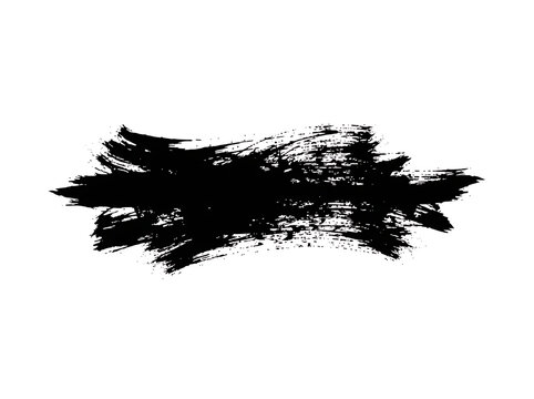 Black ink brush stroke texture vector isolated on white background